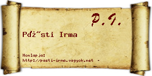 Pásti Irma névjegykártya